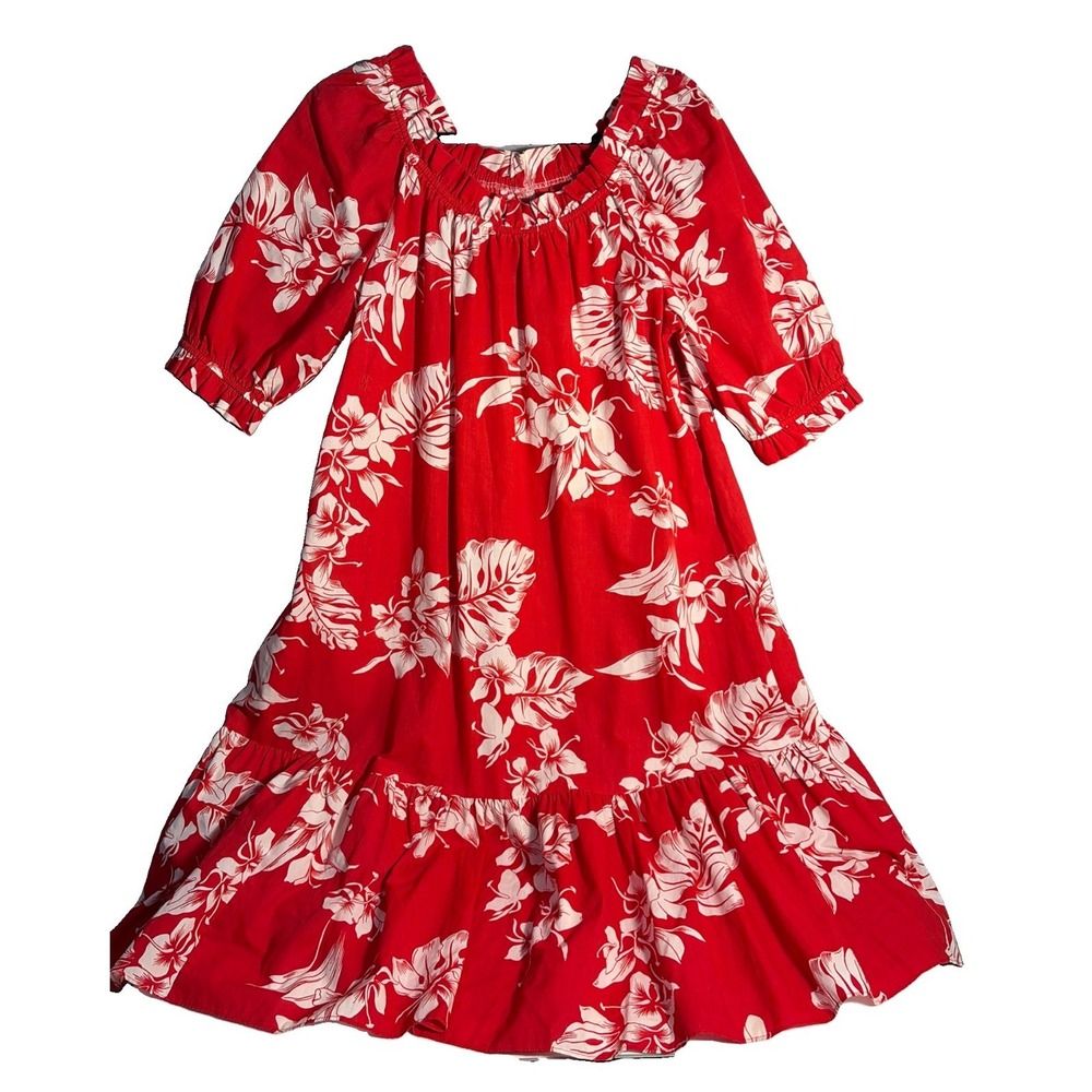 Vintage Hilo Hattie Red Muumuu - Made Only in Hawaii Size Medium. *Flaw, Read*
